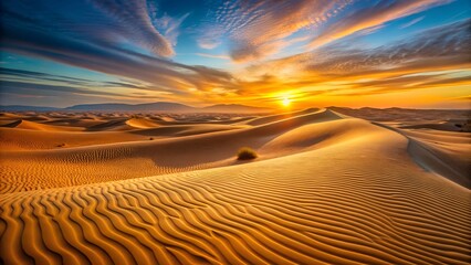Naklejka premium Golden Sunrise Over Desert Dunes