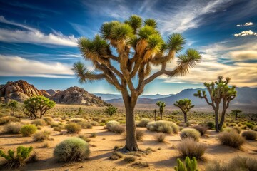 Fototapeta premium Joshua Tree Landscape Under a Dramatic Sky