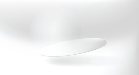 Abstract Tilted Silver White Platform with Soft Shadow and Minimal Lines