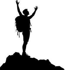 hiking, silhouette, group,  outdoors, nature, adventure, walk, vector bundle