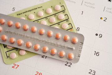 Birth control pills for female of ovulation day, fetus, maternity, childbirth, birth control.