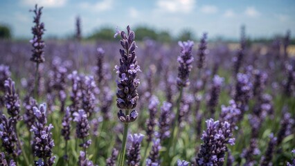 Obraz premium Macro shot of flowers and lush lavender in summertime