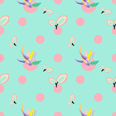 Flower.Seamless nature pattern background.Cute pastel watercolor vintage style for fabric wallpaper artwork illustration vector elements.