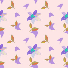 Obraz premium Flower.Seamless nature pattern background.Cute pastel watercolor vintage style for fabric wallpaper artwork illustration vector elements.