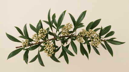Laurus Nobilis Twig Displaying Flowers