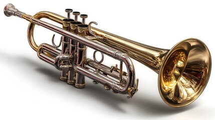 Obraz premium Polished trumpet with intricate details.