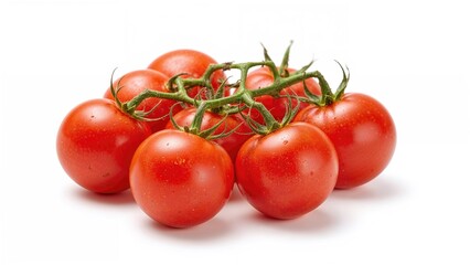Bright red cherry tomatoes isolated against a white background