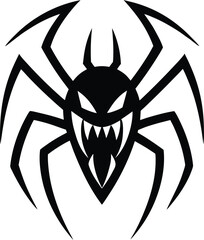 tarantula head logo with sharp fang details vector 