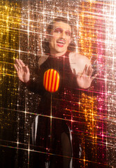 Drag Queen Portrait With Colorful Star Streaks Celebrating Queer Culture and LGBTQ Pride
