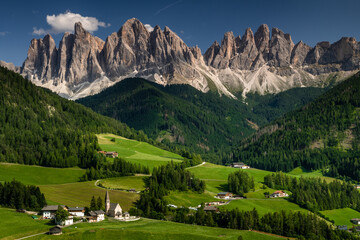 Famous Santa Maddalena Village Framed by the Dolomites Mountains