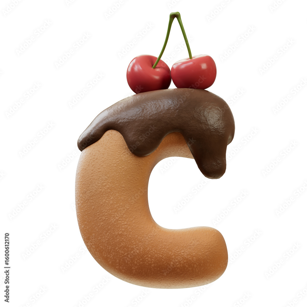 Fototapete 3d font.chocolate biscuit donut font concept. isometric alphabet. numbers and letters. 3d rendering 