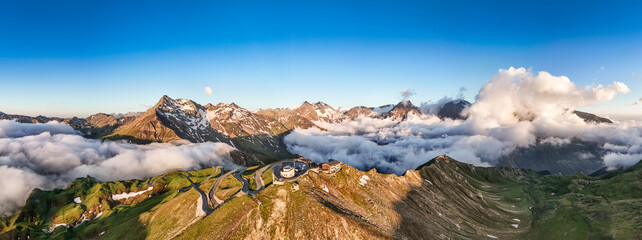 Aerial View of Edelweissspitze at Sunrise in the Alps