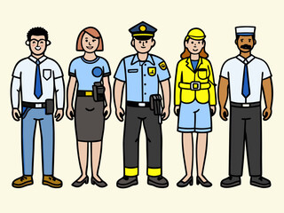 Diverse group of professionals in uniform standing together