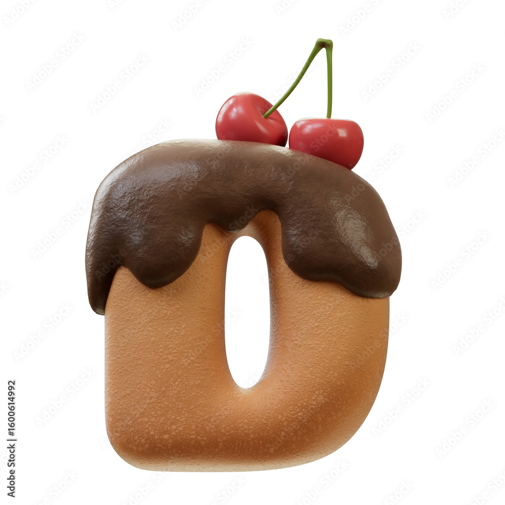 Fototapete 3d font.chocolate biscuit donut font concept. isometric alphabet. numbers and letters. 3d rendering 