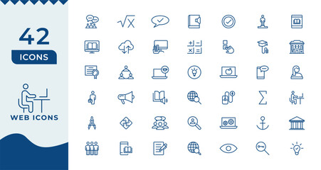 Web & App design icon set. ui ux line icon, user interface iconset collection. Trendy line icons. minimal thin line web icon set.