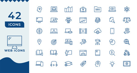 Web & App design icon set. ui ux line icon, user interface iconset collection. Trendy line icons. minimal thin line web icon set.