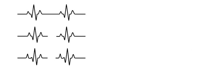 Heartbeat line illustrations showing various patterns in a clean, minimalist style suitable for medical themes