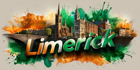 Limerick City Abstract Skyline Silhouette