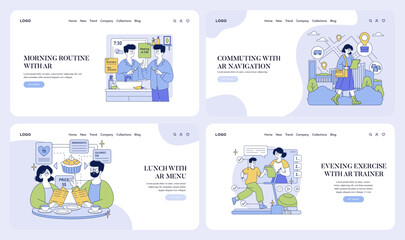 Daily Activities Enhanced by AR Technology - Vector Illustration