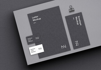 Dark Stationery Mockup with Shadow
