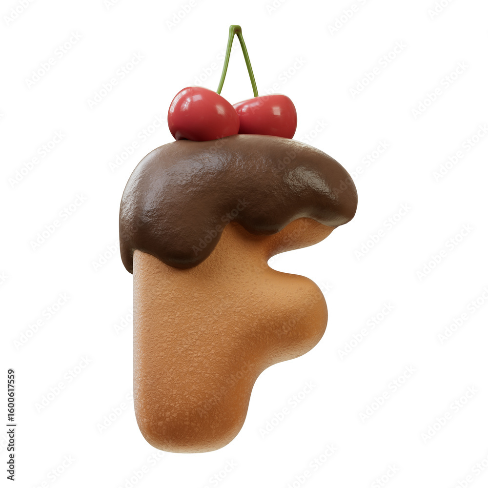 Fototapete 3d font.chocolate biscuit donut font concept. isometric alphabet. numbers and letters. 3d rendering 
