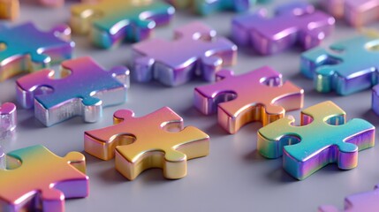 Gradient background with colorful puzzle patterns, representing inclusive learning and autism support