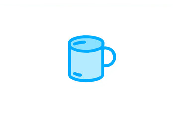 Simple Blue Mug Illustration on White Background
