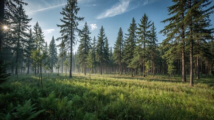 Fototapeta premium Planting saplings to restore diverse woodland areas
