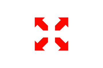 Four arrows pointing in four directions flat vector icon