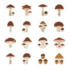 Vector Mushroom Pattern with Organic Shapes and Minimalist Style in Brown and Beige Colors