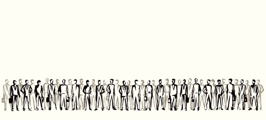 Vector drawing. Standing Businessman in a queue
