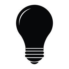 Simple black silhouette of a light bulb on a white background