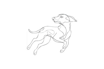 Fototapeta premium Elegant Continuous Line Drawing of a Dog in Motion on a White Background, Art & illustration