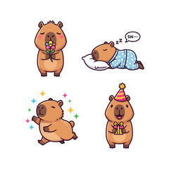 Capybara  - Flat Style 2D Vector Illustration  Cute Animal Set – Adorable Cartoon Animals Collection for Kids and Design Projects