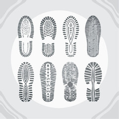 Set of Outdoor Shoe Sole Prints - Vector Illustration