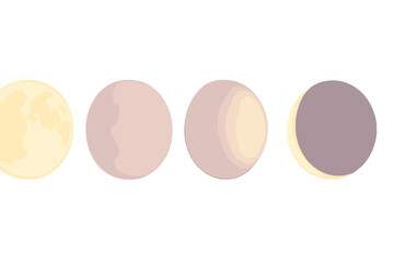 Moon phases showing a clear transition from full moon to new moon over a serene background