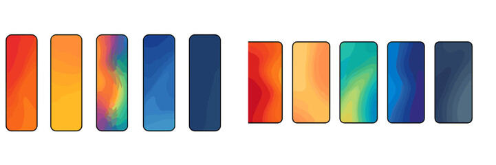 Modern smartphone designs showcasing various color gradients in a stylish array of rectangular shapes