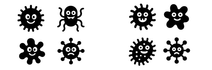 Cute cartoon germs and microbes interacting in a playful manner on a light background for educational purposes