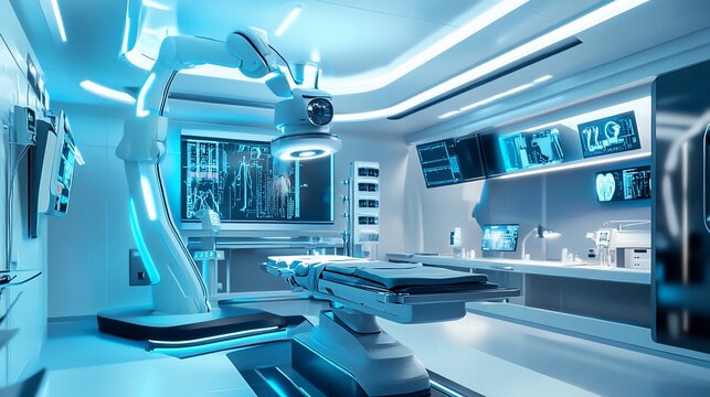 Modern Hospital Operating Room with Advanced Medical Equipment and Technology