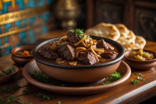Lahma Bel Basal - Egyptian Food: Experience the Perfect Blend of Tender Meat and Caramelized Onions in Lahma Bel Basal, a Traditional Egyptian Dish Full of Rich Flavors and Aromatic Spices.