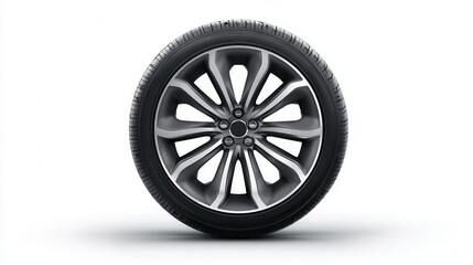 Obraz premium Close-up of a stylish car wheel and tire showcasing intricate design and texture