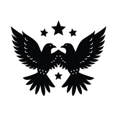 Naklejka premium Symmetrical Eagles with Stars Emblem