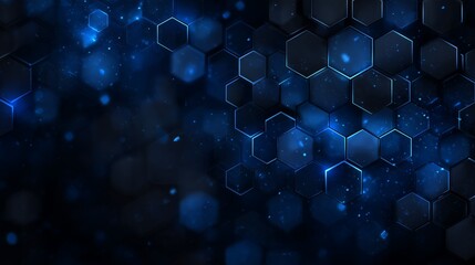 blue glowing futuristic tech background with geometric hexagon shapes