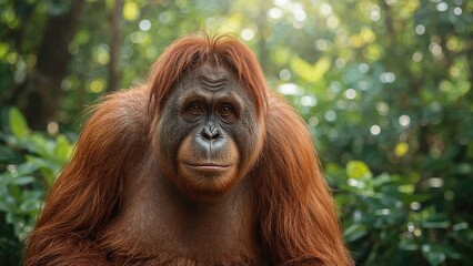 Fototapeta premium Headshot of a female orangutan