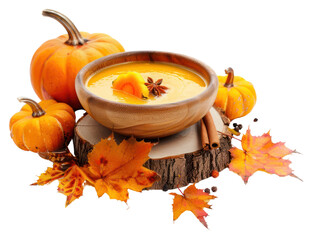PNG Autumn pumpkin soup with spices