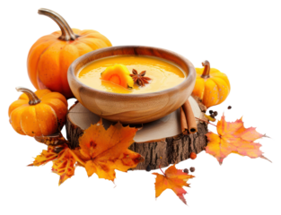 PNG Autumn pumpkin soup with spices
