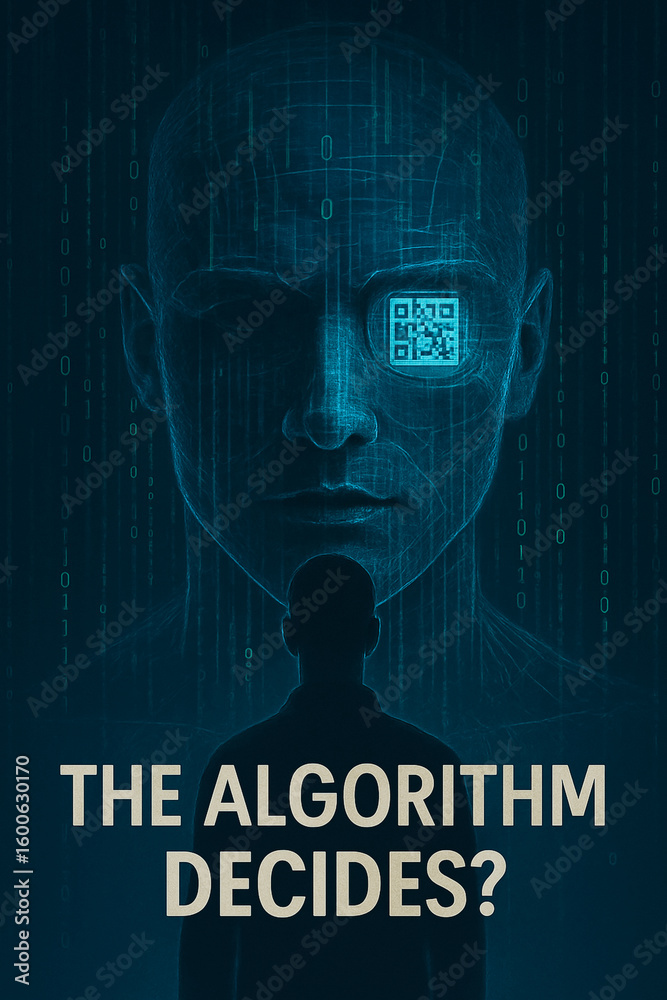 Poster the algorithm decides?: a striking visual delves into the world of advanced technology, where the en