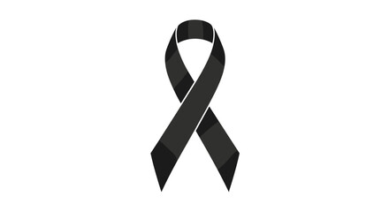  Black mourning ribbon illustration on white background for condolence