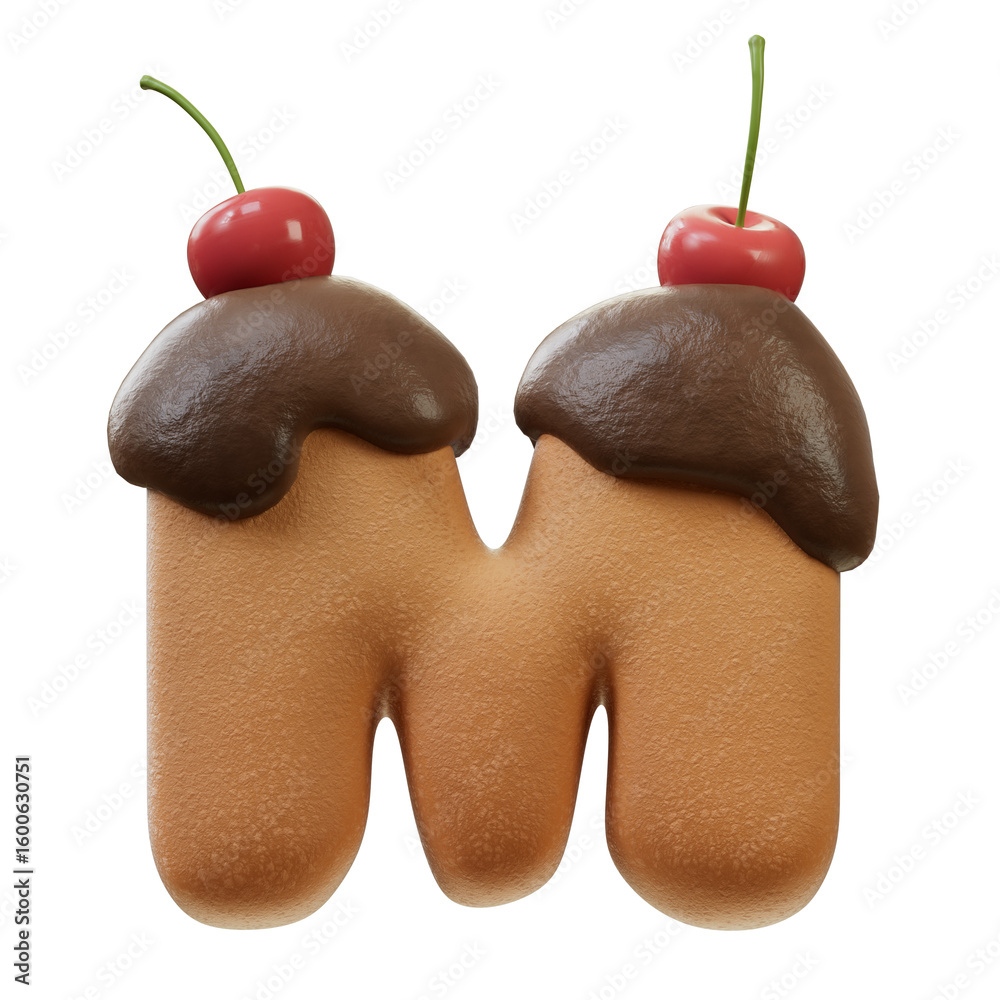 Fototapete 3d font.chocolate biscuit donut font concept. isometric alphabet. numbers and letters. 3d rendering 