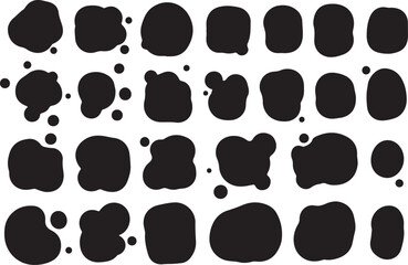 Fototapeta premium Collection of black ink splashes and drops isolated on transparent background